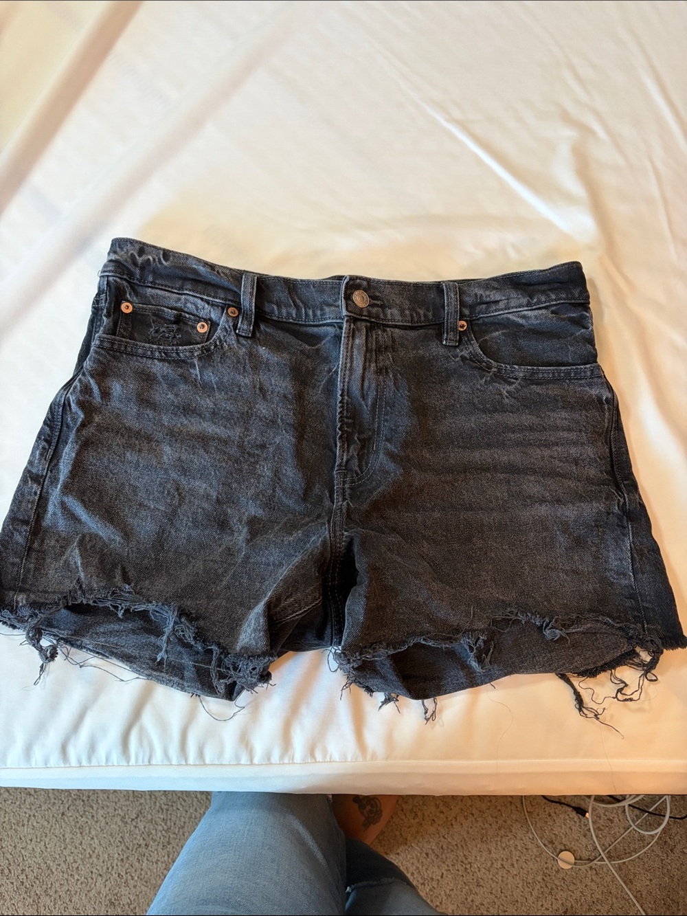 American Eagle Outfitters Black Distressed Denim Jean Shorts
